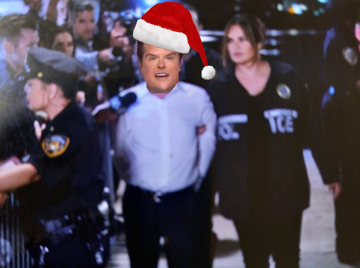 IanEnglush's tweet photo. #MerryChristmas    from #LawandOrderSVU! Here: Liv leads #MattGaetz #MattGaetzIsAPedophile on a #perp walk. Matt is the #rapist #MikeJohnson(a well-known #Trump #tool) &amp; #TrumpIsARapist #TrumpCheated covered up. #Karma #FAFO Hold him accountable! Justice(?) for the survivors! https://t.co/FsA0Hvwd0F