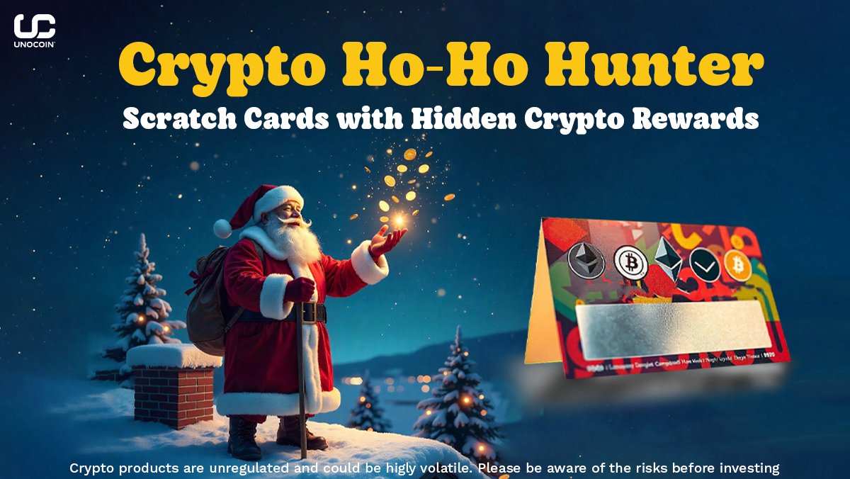 This Christmas, Unwrap the Joy of Crypto! 🎁🎅 Unocoin is spreading festive  cheer with an exciting Scratch Card Giveaway for all our users! Claim your  scratch card and win amazing rewards this