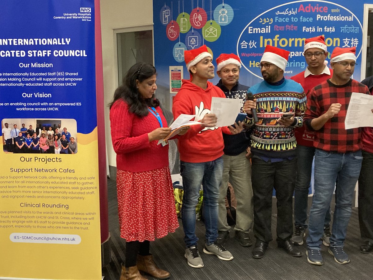 Our Internationally Educated Shared Decision Making Council were in fine voice as they performed traditional Christmas carols as well as festive songs from around the world.

Their seasonal sing-a-long at the entrance to University Hospital was raising money for UHCW Charity.