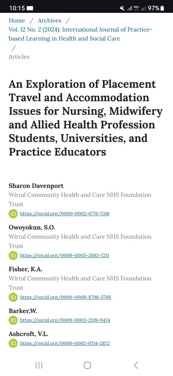Our Cheshire and Mersey student travel &amp; accommodation research is published in the International Journal of Practice Based learning in health &amp; social care 😀 <a href="/wchc_nhs/">Wirral Community Health&Care NHS Foundation Trust</a> @covunicampus <a href="/WirralCouncil/">Wirral Council</a> <a href="/theRCOT/">Royal College of Occupational Therapists</a> <a href="/EastCheshireNHS/">East Cheshire NHS Trust</a> <a href="/MidCheshireNHS/">Mid Cheshire Hospitals 🏥</a> <a href="/KateHKnight/">Prof Kate Knight 💙</a> 
publications.coventry.ac.uk/index.php/pblh…
