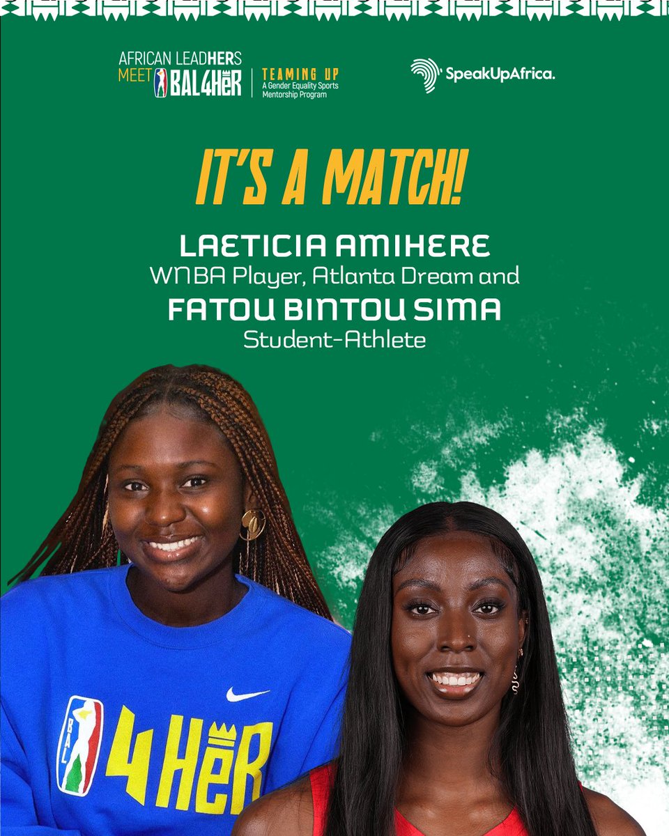 theBAL's tweet photo. New wave of #TeamingUp pairings!
Student-athelete @Simaaa051385701 with @wnba player @_Theblackqueen_.
Aissata, @malibasketball coach with @ebonyhoffman16, @wnba legend & assistant coach at @seattlestorm
And seasoned doctors Dr Tobi and Dr. Julia!
#AfricanLeadHERs #BAL4HER https://t.co/wT8TjBWV2N