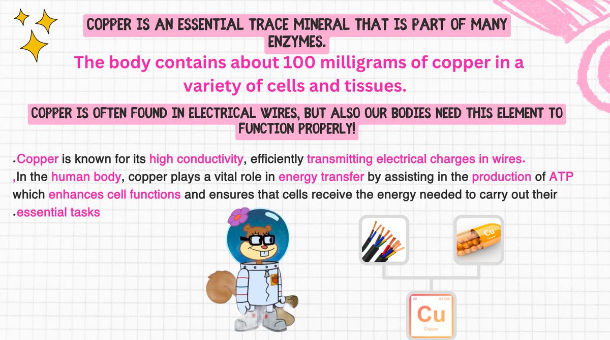 T_H_S_B_'s tweet photo. Here are the roles of the mineral copper in our body and one of its deficiency symptoms. https://t.co/g3xsc3XBlz