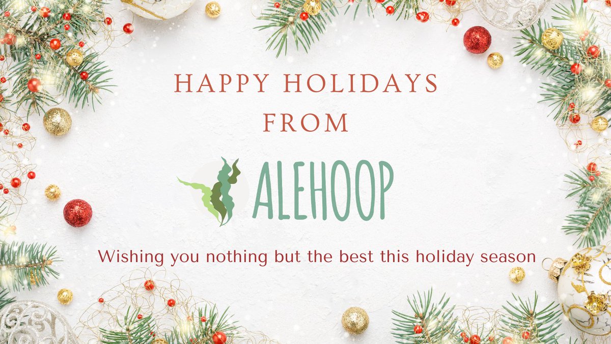 Happy Holidays from ALEHOOP!

We look forward to even more progress in 2025 and are excited about the innovations ahead in sustainable food and feed solutions.

See you in 2025! ✨