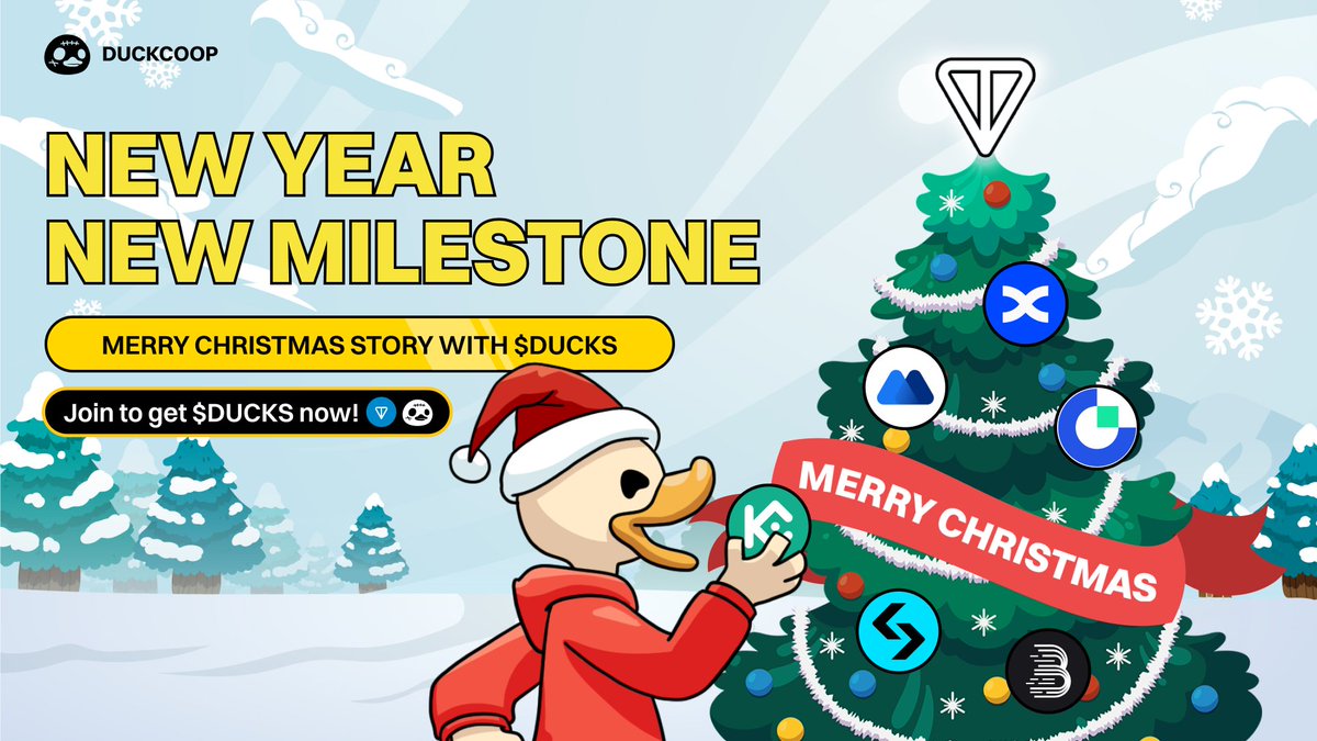 🎅 Merry Christmas with $DUCKS: New Year, New Milestone 🦆

''We wish you a Merry Christmas and a Happy New Year!'' ✨

New Year is going to be a New Milstone, big moment of $DUCKS 

🎁 This Christmas, we’re spicing things up with A GIFT you’ll love: 1,000 $DUCKS &amp; a chance to