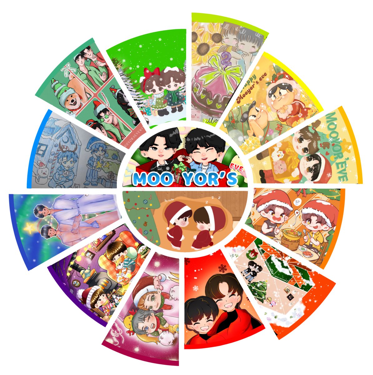 วงล้อสี วงที่ 1
หมูยออีฟฟฟฟ 🥰🌈
แฮปปี้หมูยออีฟจากพี่ๆ fanart หมูยอค้าบ 

ขอบคุณพี่ๆทุกคนที่มารวมตัวกันน่า 
ปล.รายชื่อนักวาดอยู่ในเมนชั่นน้า 
#MOOYORSEVEWITHYINWAR  
YINWAR X MOOYORSEVE 
#yinyin_anw #warwanarat