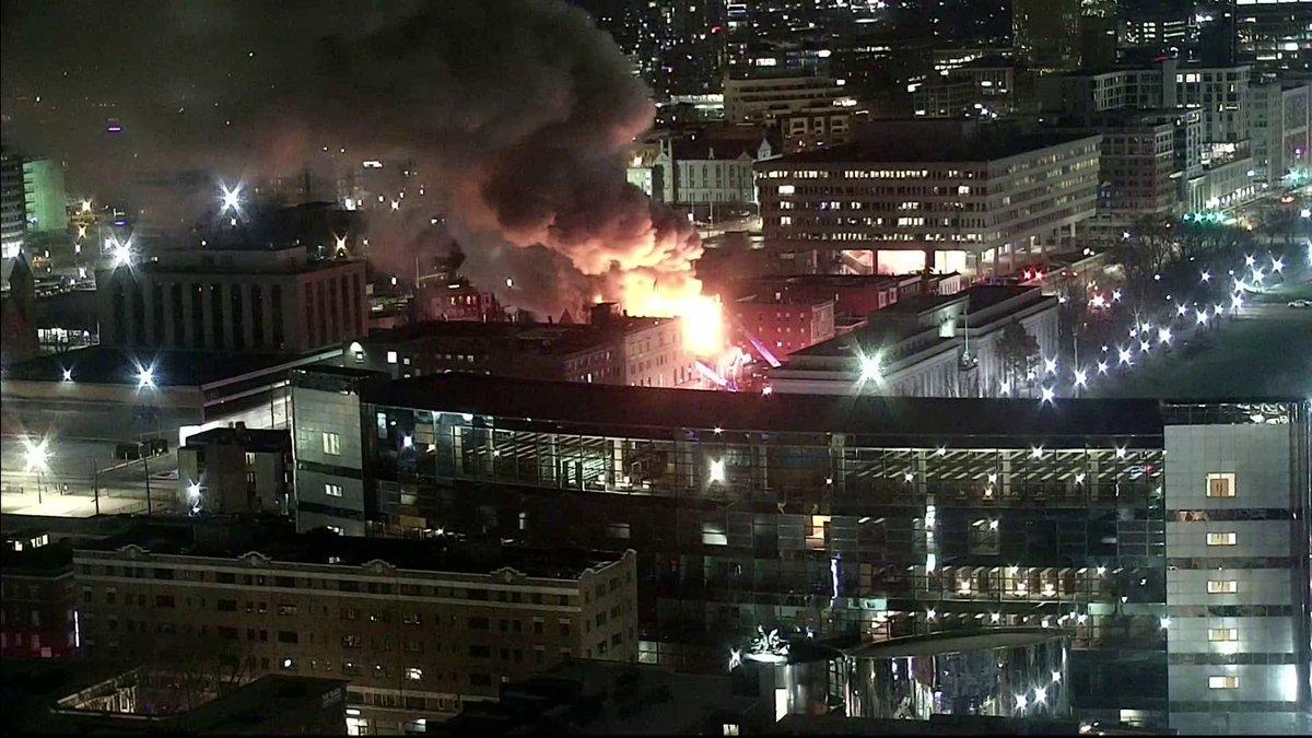 BREAKING NEWS: Crews are battling a massive fire at The Sanctuary on Penn near the intersection of North Pennsylvania and East Walnut streets in downtown Indianapolis.
 
MORE: wthr.com/article/news/l…