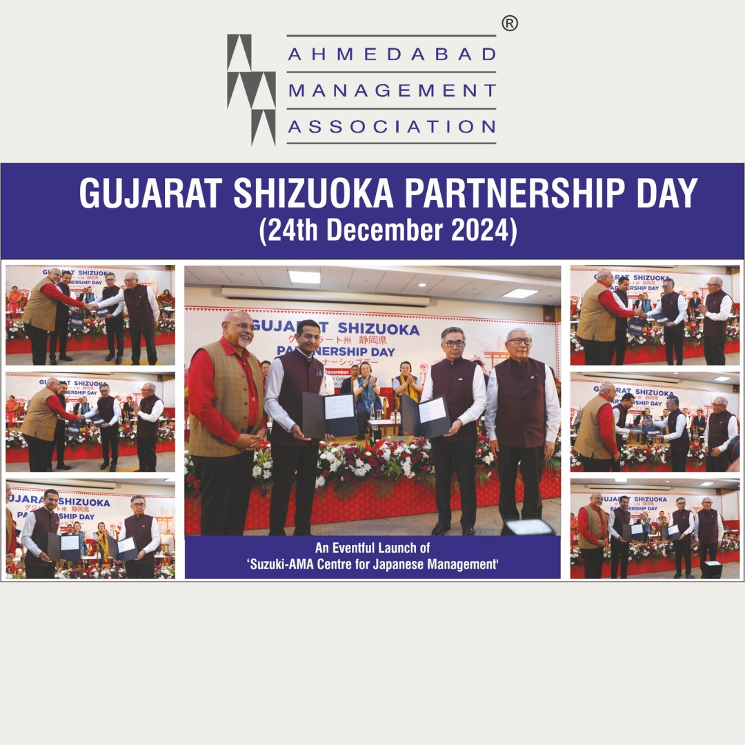 ama_ahmedabad's tweet photo. Marking a milestone in Indo-Japanese collaboration, the Gujarat Shizuoka Partnership Day on 24th Dec. 2024 witnessed the grand launch of the 'Suzuki-AMA Centre for Japanese Management.' This event strengthens the bond between Gujarat and Shizuoka. 🇮🇳🇯🇵

#ama #japanesemanagement https://t.co/3Sig1ZpbuD