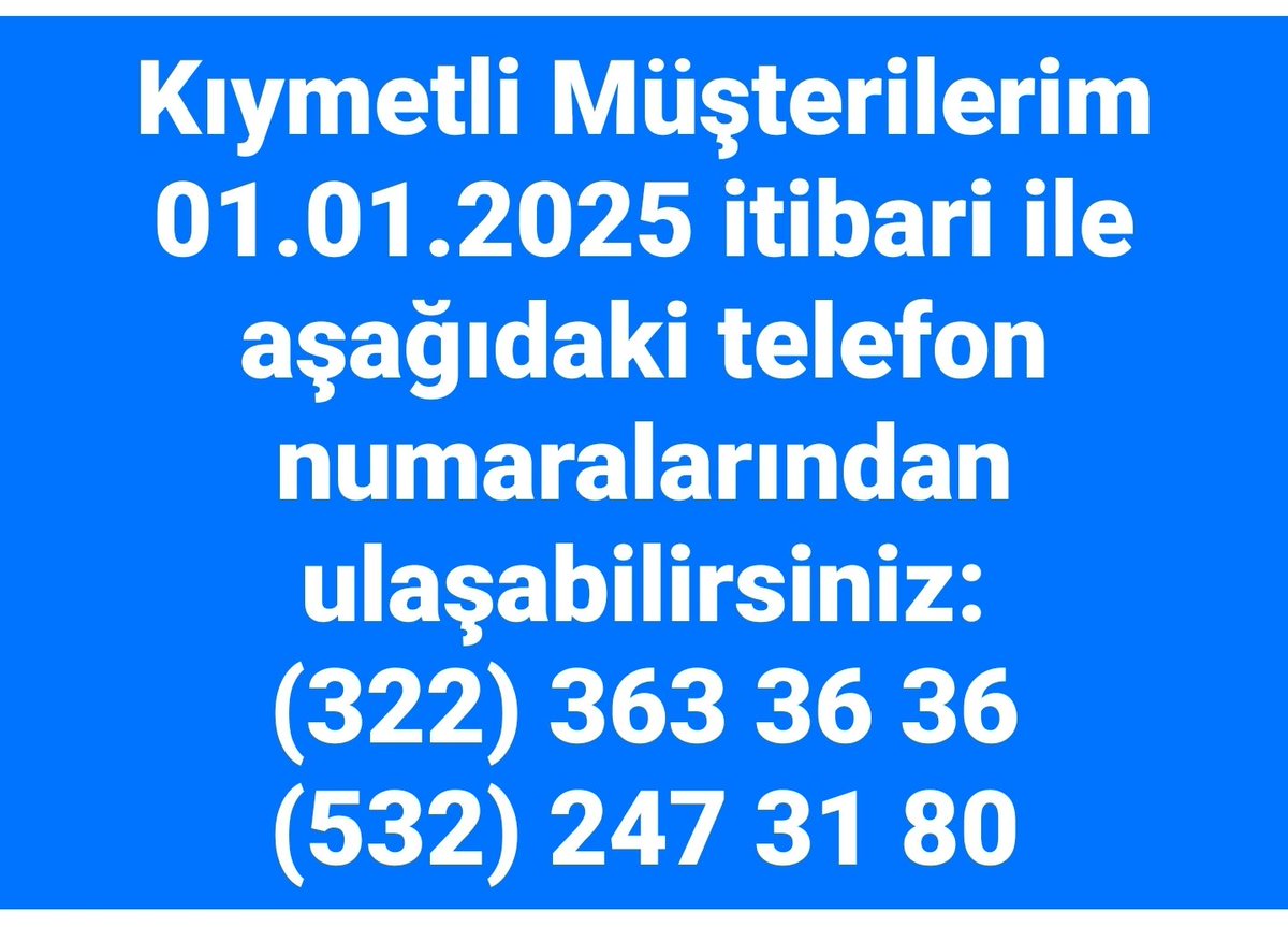 tanergode's tweet image. Gelişen teknoloji, iletişimde tercihler ve hayatımıza giren uygulamalar nedeni ile faks numaramız olan (322) 363 14 57 ve ikinci sabit hattımız olan (322) 363 09 13 artık kullanılmadığından kapatılmıştır.