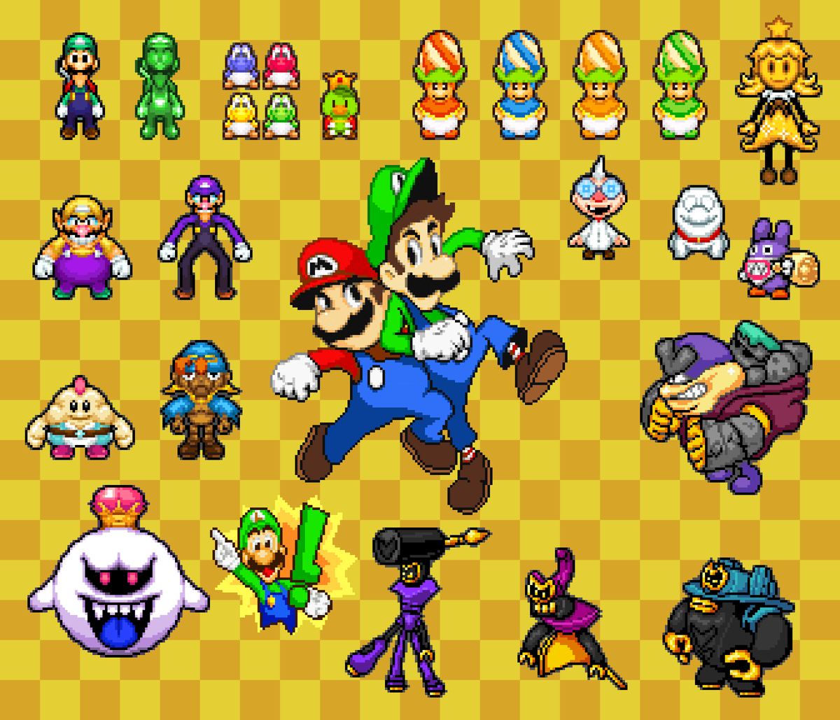 DogPond4's tweet image. 2024 recap of all my Mario &amp;amp; Luigi sprites