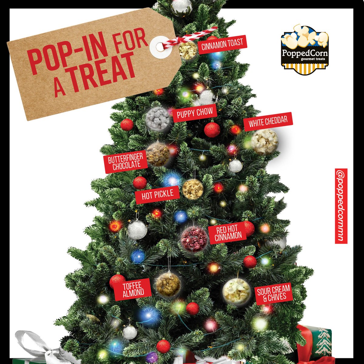 🎵 A Popped Corn Carol 🎵

The fire crackles, the snow falls soft, 
Popcorn tins and bags, a joyful aloft.
Caramel, butter, a scrumptious delight,
Wishing you cheer, with all our might!

Happy Holidays from all of us at #poppedcorn