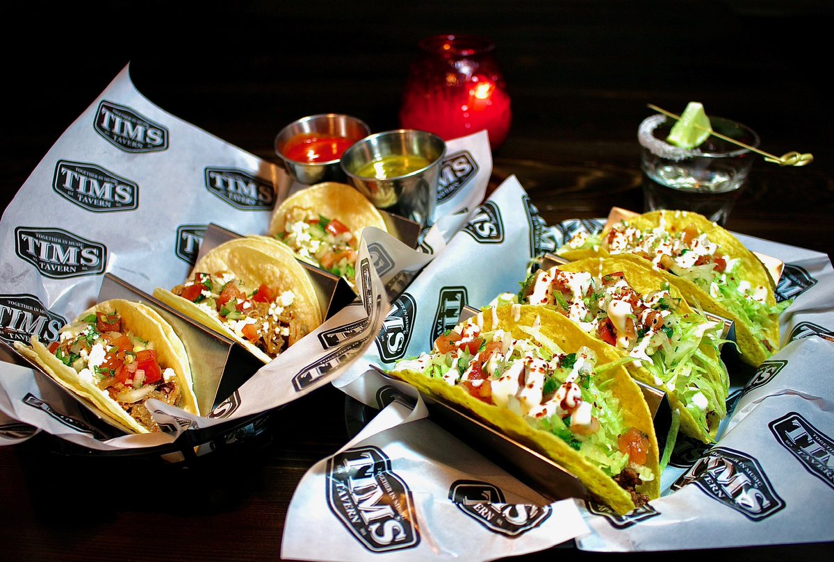 Happy Taco Tuesday, everyone! Enjoy $2 off all tacos and half-price tequilas today! 
COME TO TIMS 🌮🎉