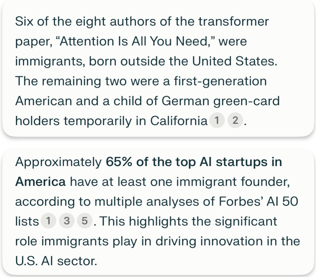 The most important technical concept in AI in recent years was introduced by group comprised mostly of immigrants. The most important technology in the 21st century is largely coming out of the US today due to immigration. America should not take this for granted.