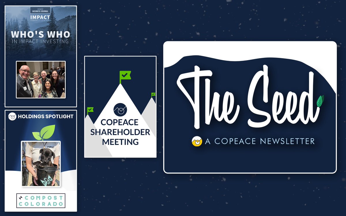 ❄️ This month at CoPeace 

- Craig Jonas Honored Among Who’s Who In Impact Investing 🏆
- Spotlight on Compost Colorado ♻️
- CoPeace Shareholder Meeting 🏔️

See what's happening every month by subscribing to our newsletter! bit.ly/41IGChz   

#GrowYourMoneyForGood