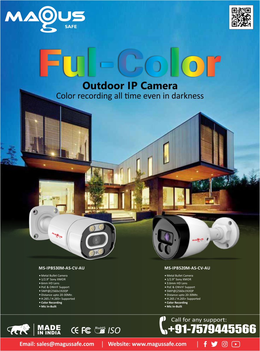 magussafe's tweet image. Unmatched Clarity, Day or Night!
The Full-Color Outdoor IP Camera ensures vibrant, true-color recording 24/7, even in complete darkness. Protect your home or business with clear surveillance around the clock!
#FullColorCamera #OutdoorIPCamera #24x7Surveillance #MagusSafe #cctv