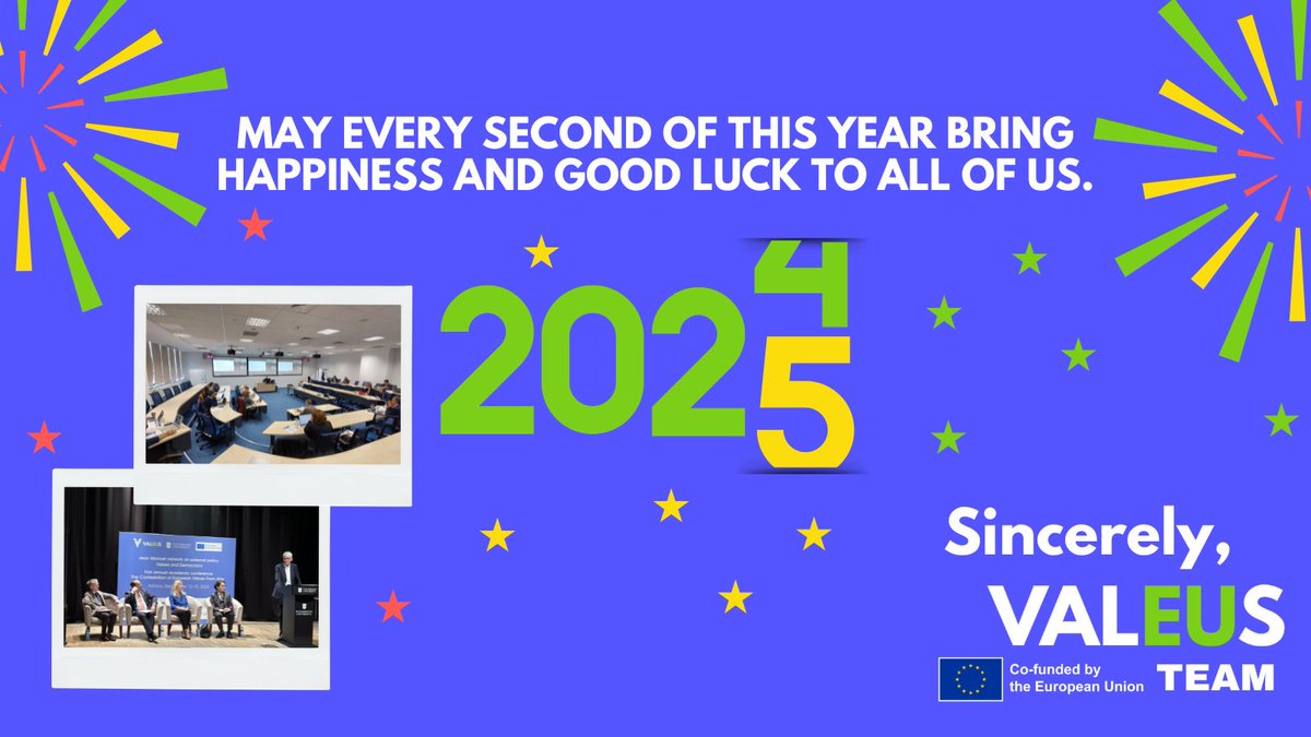 ValEUsProject's tweet photo. As we reflect on the past year and look toward the future, we're grateful for the valuable contributions of the ValEUs community. We wish all of you happy holidays!
#ValEUs #NewYear2025 #AcademicCommunity #ValEUsProject #EuropeanUnionProject #EuropeanUnion #EuropeanSociety https://t.co/Avh1BCREfD