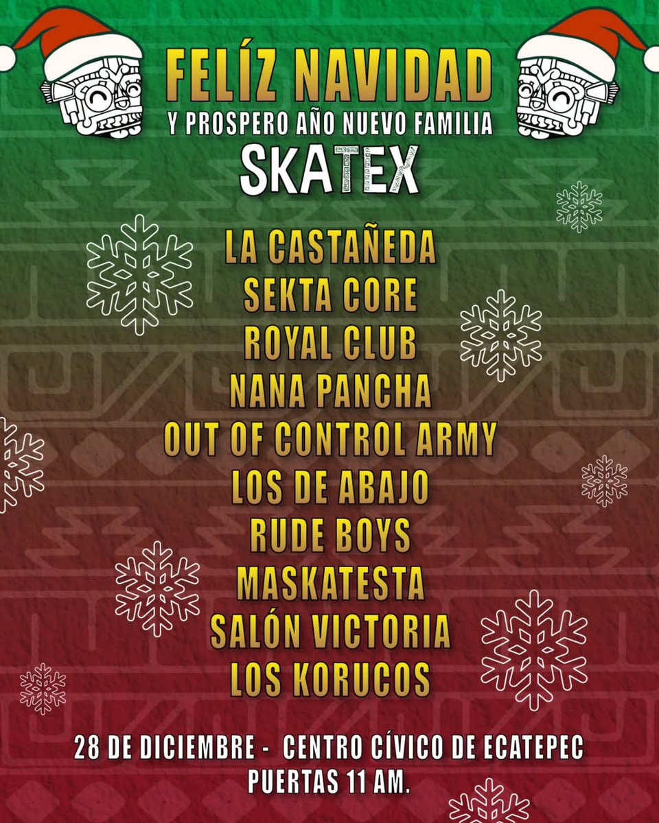 La última del año en el Centro Cívico de Ecatepec 📣✨️ ahí nos vemos...
#RudeBoys #Ska #Ecatepec #Skatex