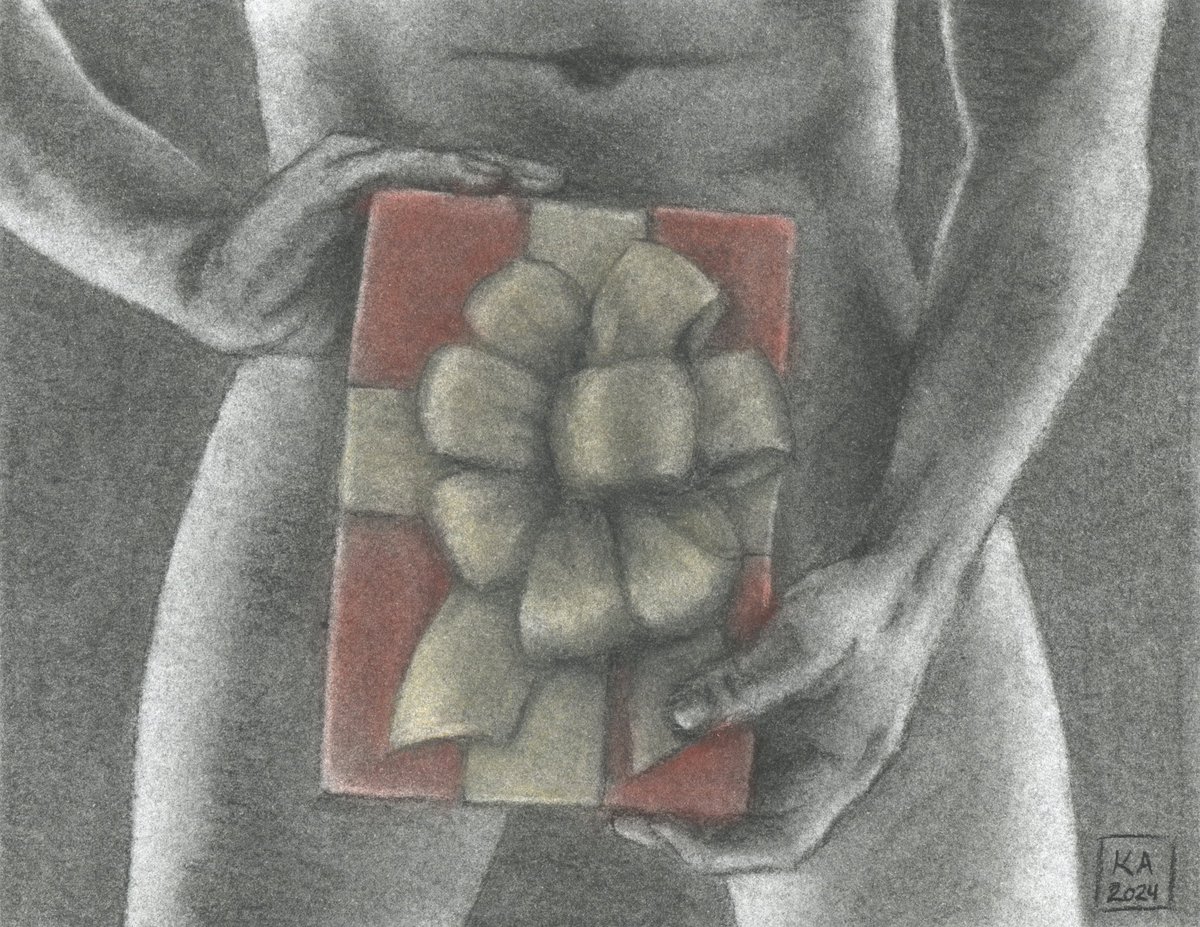 Who’s ready to unwrap some packages? Happy holidays! 🎁

8 x 10 in. Charcoal &amp; chalk pastel.