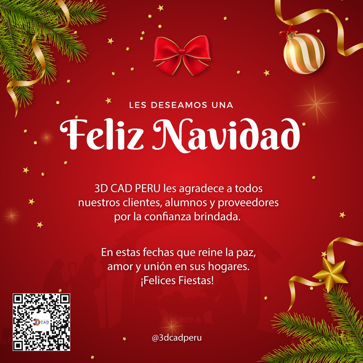 3dcadperu's tweet photo. ¡3D CAD PERÚ les desea: Feliz Navidad! ✨

Que esta festividad esté llena de bendiciones, amor y la alegría de compartir con sus seres queridos.🎄❤️

Gracias por ser parte de nuestra comunidad y confiar en nosotros. 😊

https://t.co/dt6YOnOrqa

#Navidad2024 #FelicesFiestas https://t.co/znQFU19MPX