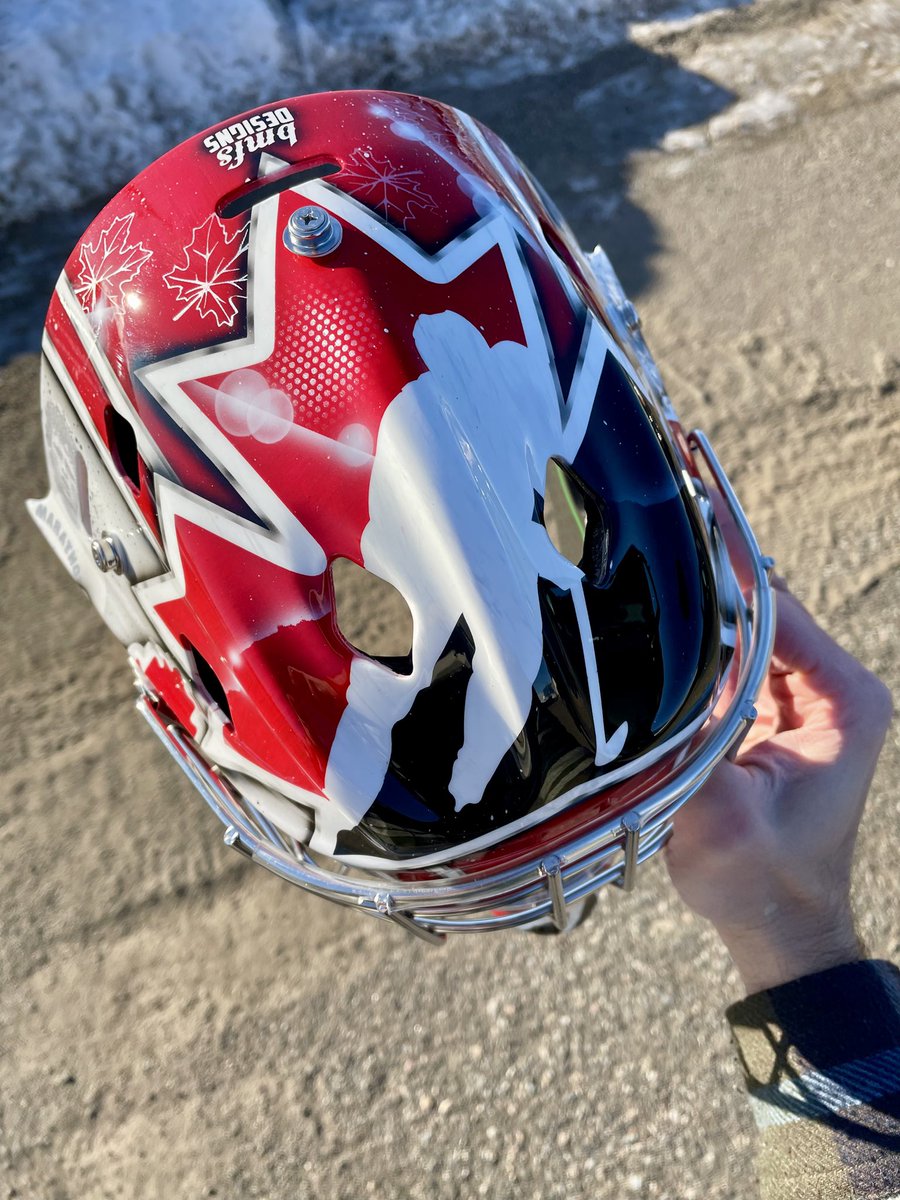 bmfsdesigns's tweet photo. Carter wanted a few #thunderbay references on his mask with @TerryFoxCanada and the Sleeping Giant. Carter and I are from the same hometown so this was a fun one to paint 🍁 #goaliemask #bmfsdesigns #worldjuniors #tbay @tbnewswatch @lpunkari @LeithDunick https://t.co/Q9E8HzHGK4