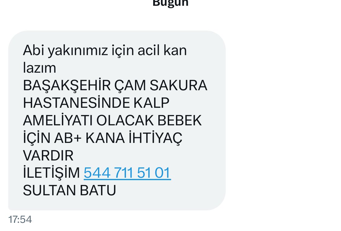 🚨🚨🚨🚨🚨
İstanbul Başakşehir 
Dostlar kalp ameliyatı olacak bir bebek için AB rh + kana ihtiyaç var. Acil paylaşalım lütfen