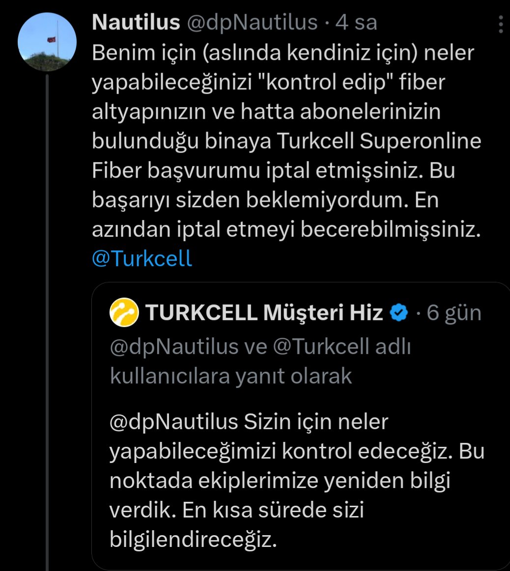 dpNautilus's tweet photo. @TurkcellHizmet @Turkcell Bakın yine başa döndük. 15 gündür bu döngü tekrarlanıyor. 15 gün. 15 gündür yapabileceklerinizi kontrol etmek için bilgi istiyorsunuz. Nasıl bir ortamda çalışan nasıl tiplersiniz nasıl yöneticileriniz var, merak ediyorum.  Biriminizin kurulma ve çalışma amacı nedir merak ediyorum https://t.co/zZOtRV9CSp