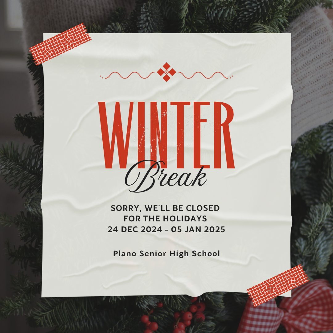 Winter break is here! Time to relax and enjoy the festive season with loved ones. Share your holiday traditions with us! 🎄🍪🎶 #PlanoWinterBreak #HolidayCheer #FamilyTraditions #FestiveFun