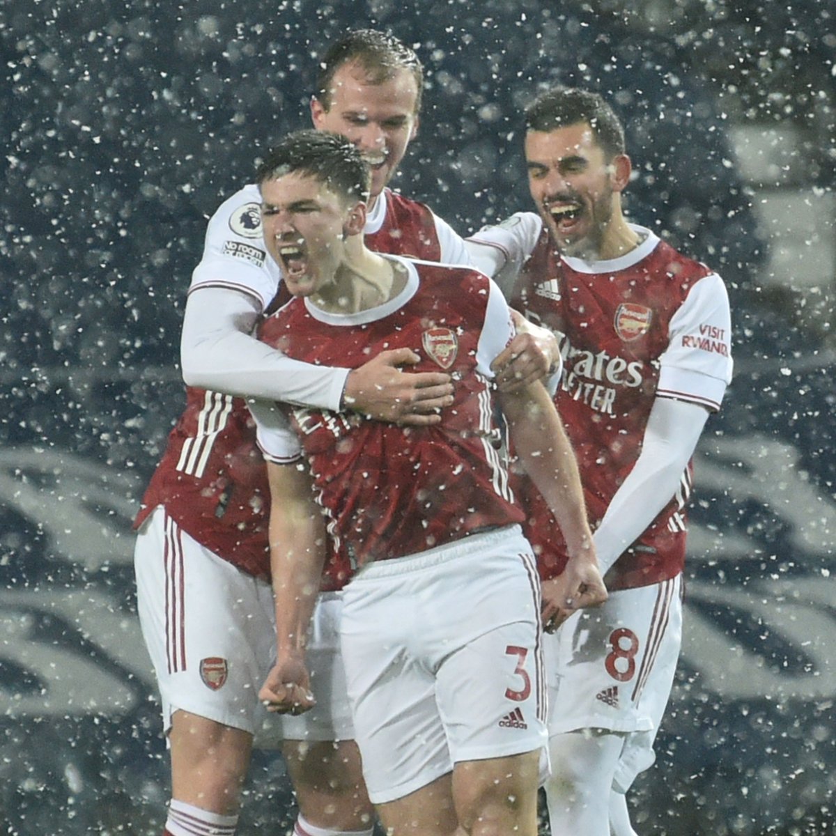 Arsenal's tweet photo. 🎶 Let it snow, let it snow! 🎶 

Take a look through the archives from our snow-filled games ☃️