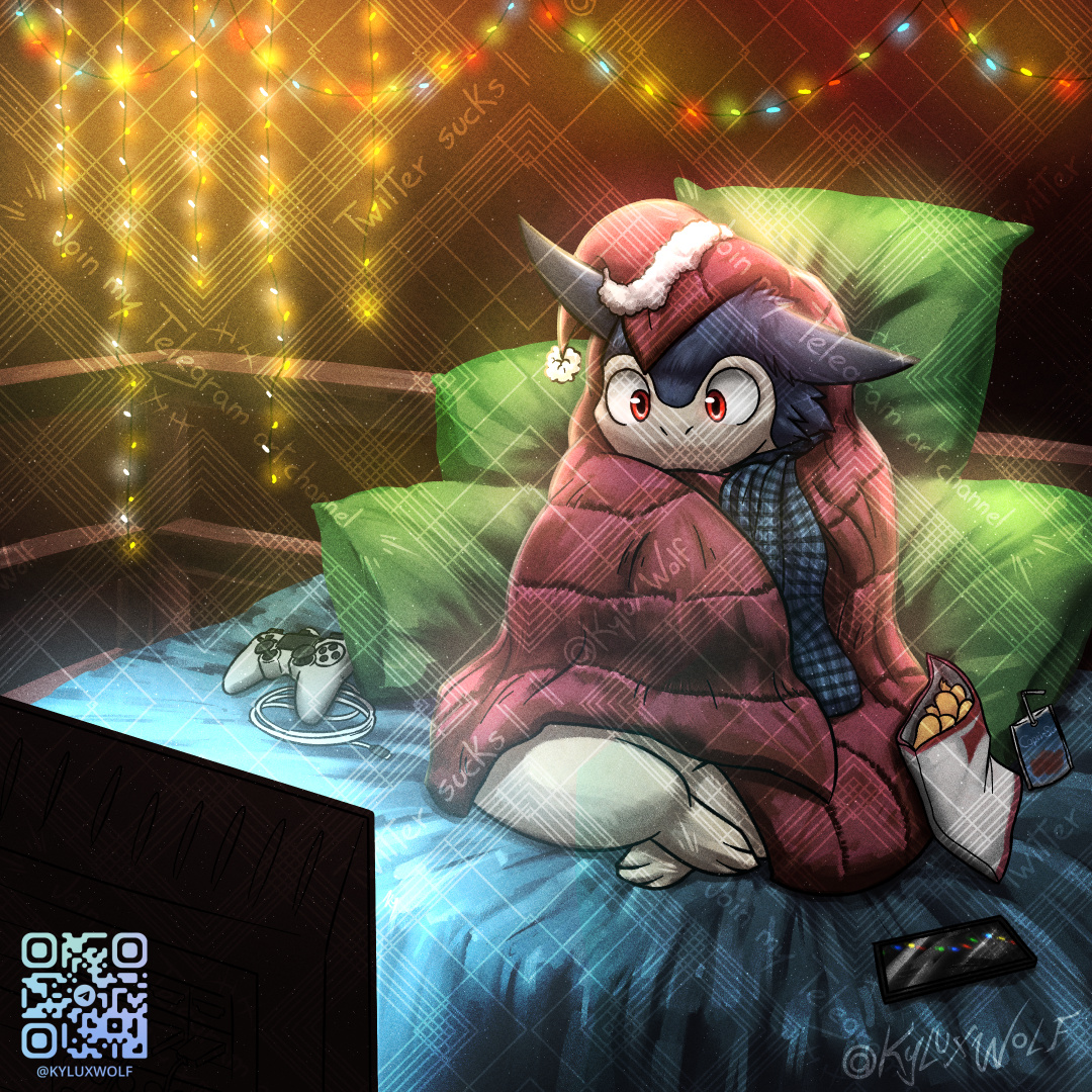 he is the ✨blanket burrito typh✨
the blburrityph 🔥🎄

I wanted to remake this drawing from 2018, and I'm actually really happy with how it came out! Flame is adorable and he deserves all the snuggles

That said, Merry Christmas you all!