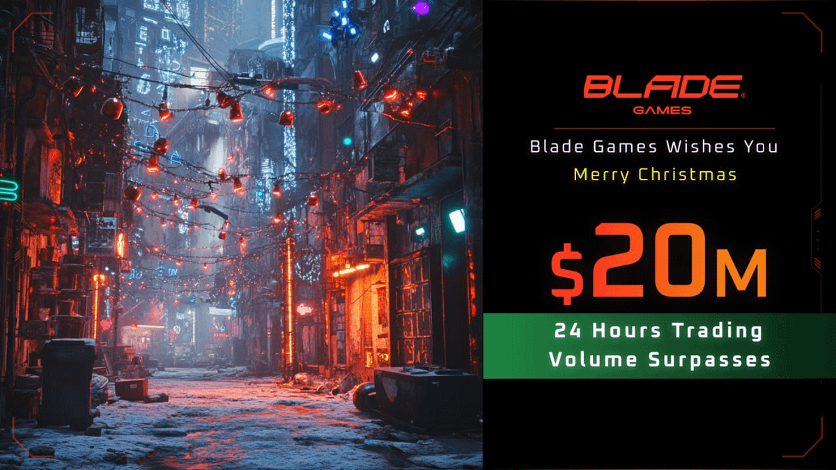 BladeGamesHQ's tweet photo. 🎉 $BLADE 24-Hour Trading Volume Surpasses $20M! 🎉
A huge thank you to our community for making this incredible milestone possible. Blade Games wishes you a Merry Christmas filled with joy and prosperity!🎄
#BladeGames #MerryChristmas https://t.co/A8HdtUF012