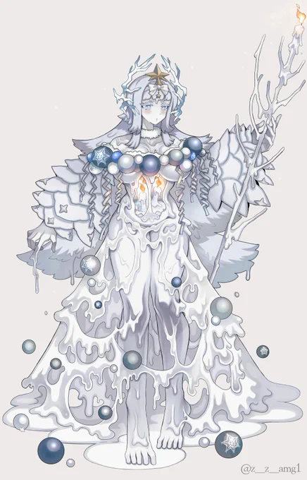 融さんご主催「#クリスマススライム娘誰デザ」に参加させていただきました!私は⑫のスライム娘ちゃんの作画を担当しました①～⑪の子の中でdがキャラデザした子は何番でしょうか?ツリーのアンケートから是非回答お願いします!タグを使った予想や考察ツイートもお待ちしております～!