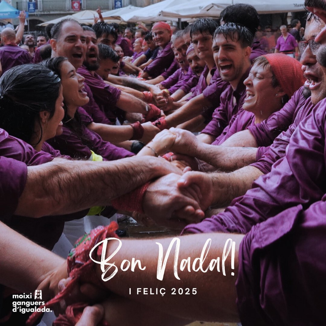 moixiganguers's tweet photo. Els Moixiganguers us desitgem unes bones festes i un 2025 ple de castells! 💜🎄 https://t.co/D6feszYekd