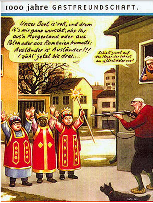 Frohe Weihnachten allerseits!

(1000 Jahre Gastfreundschaft, Manfred Deix 1999)