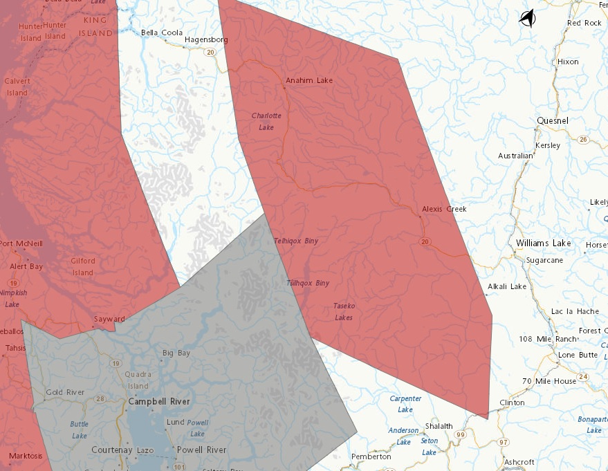 TheGOATRocks's tweet image. Wind warning for the Chilcotin from Environment Canada today. Details are below. Dale. #BCstorm #windwarning #chilcotin
Very strong wind gusts that may cause damage are expected or occurring in the Chilcotin, near Coastal Mountains, including Tatlayoko Lk and Anahim Lk today.