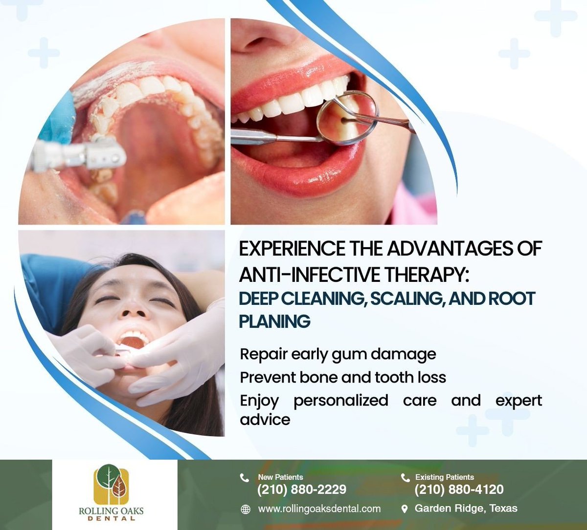 Our deep cleaning and anti-infective treatments can repair early gum damage and reduce the risk of tooth loss. Visit Rolling Oaks Dental to see how we can help you maintain your natural teeth for a lifetime. #gumcare #RollingOaksDental #GardenRidge #TX