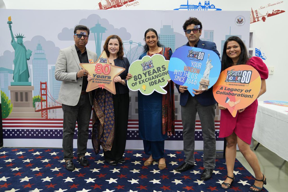 AshrafAhmedSha's tweet photo. With Gloria Berbena, Minister-Counselor for Public Diplomacy at the U.S. Embassy, Justice Roshan Dalvi Ex- Judge, Bombay High Court &amp; other guests, celebrated the 80th anniversary of the American Center in Mumbai at Dosti House #DostiHouse #DH80Years  #USIndiaPartnership  1/3 https://t.co/qyujnbMGCb