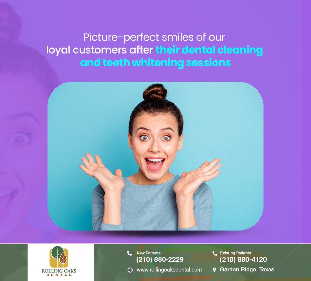 Strike your best pose and show off your pearly whites. Send us pictures of your beautiful smile after your dental treatment. #healthysmile #RollingOaksDental #GardenRidge #TX