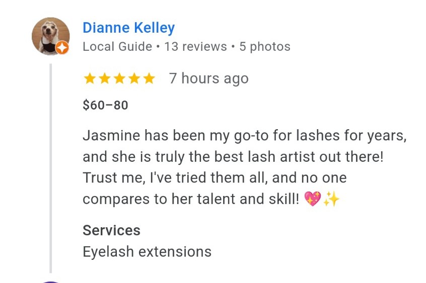 StylinHair78108's tweet photo. 5⭐ Review!!!!!! 
Jasmine is the BEST Lash Artist!!! 
Thank you, Dianne, for taking the time to leave a Google review! One of the easiest ways to support a small business is to leave a 5⭐ review on their socials. Leave them reviews on Google, Yelp, NextDoor, FB, IG,.. 🌠 https://t.co/5UXojUCm6Q