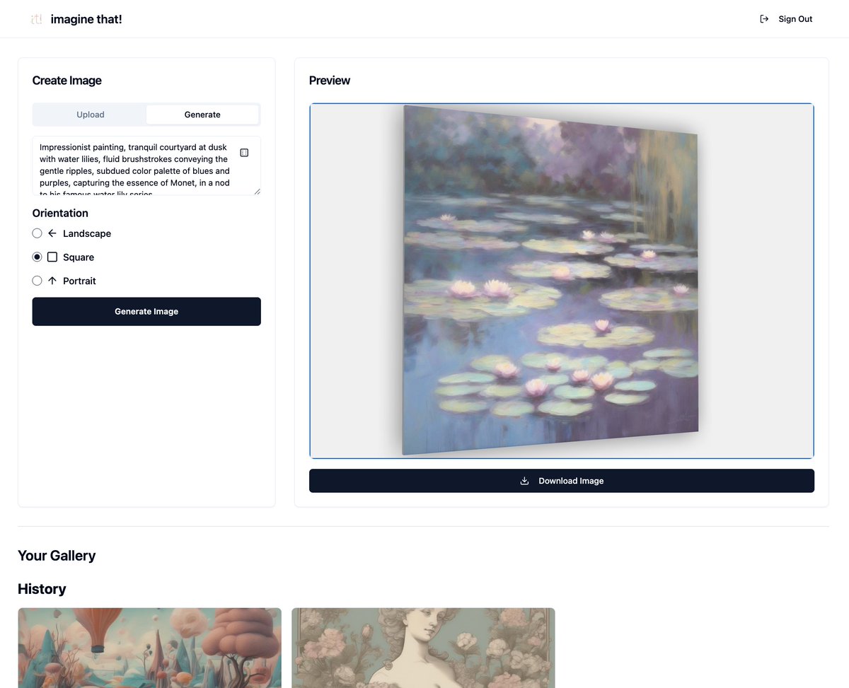 meghwal11's tweet image. Created this app on @lovable_dev within 2 hours to create and visualise the arts in your space with AR using @threejs and @modelviewer 

Used @togethercompute for the image and prompt generation.

imaginethat.lovable.app/dashboard