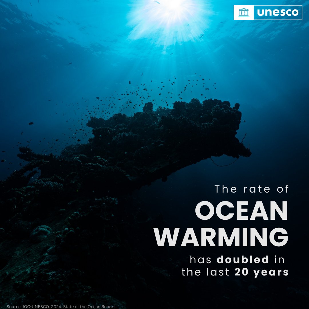 UNESCO's tweet photo. The #Ocean is in crisis and changing faster than we can understand.

The latest @UNESCO State of the Ocean Report 2024 reveals some shocking truths.

Explore the full report and join us in turning the tide on ocean conservation: https://t.co/bWpT5W2wfW #OceanDecade #SaveOurOcean