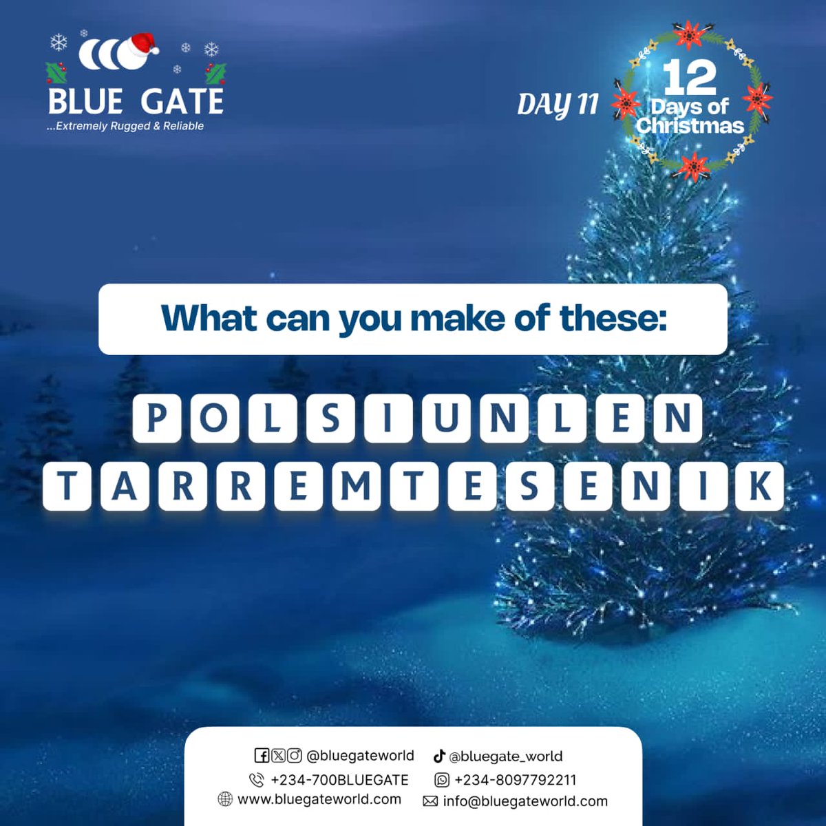 bluegateworld's tweet photo. What can you make of these; POLSIUNLEN TARREMTESENIK with respect to BLUE GATE

Share your answers in the comments section for a chance to win in the #BLUEGATE12DaysOfChristmas

#BLUEGATE #TwoRandomWinners #BLUEGATEPowerHub   #BLUEGATEEnergy #BLUEGATESince19gogoro https://t.co/G3hPhHhnPf