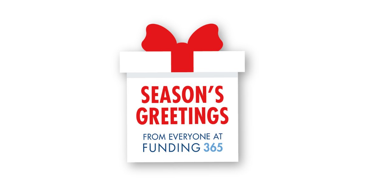 Happy holidays to all of you from all of us at Funding 365! We wish you a very relaxing break.

Our office is now closed until Thursday 2nd January, but we will be checking inboxes regularly, so please do email underwriting@funding-365.com as usual with any enquiries.