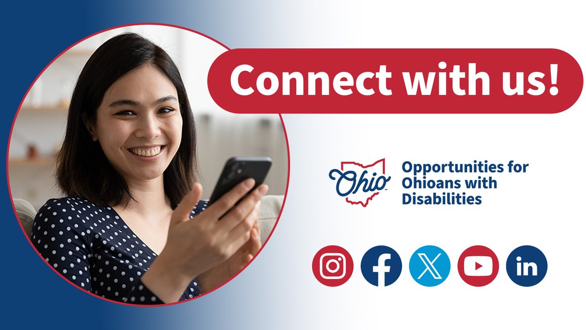 OhioOOD's tweet photo. #DYK we're also on Instagram, Facebook, YouTube, and LinkedIn? Follow us there for more great accessibility tips, community information, and OOD updates. π± Join the conversation today.
#FollowUs #Accessibility #AccessibilityTips #DisabilityInclusion https://t.co/j7YDg31Uxf
