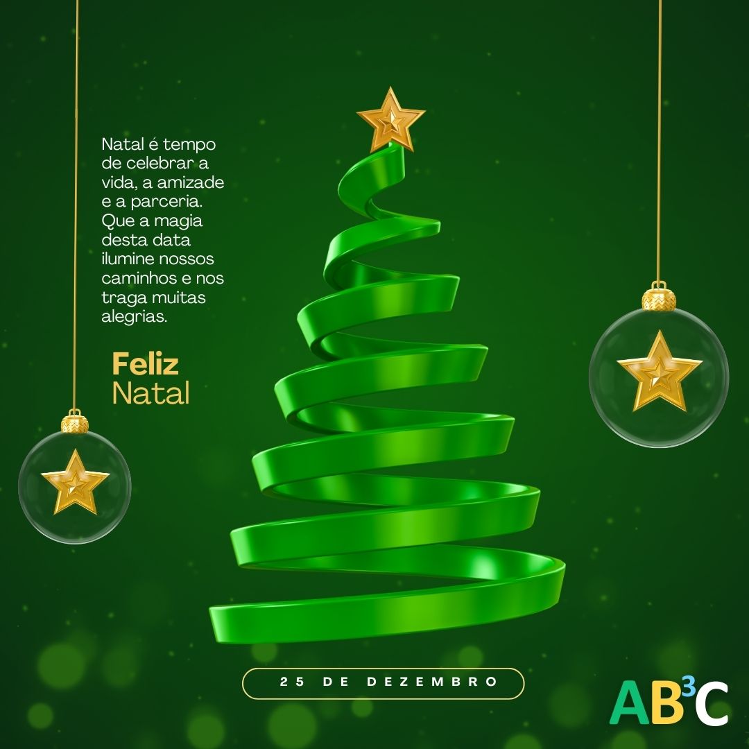 Mais um Natal chegando e a gente só tem a agradecer por essa galera incrível que faz parte da nossa história! ✨  Juntos, a gente construiu um ano incrível e estamos ansiosos para tudo o que vem por aí. Feliz Natal, AB3C!