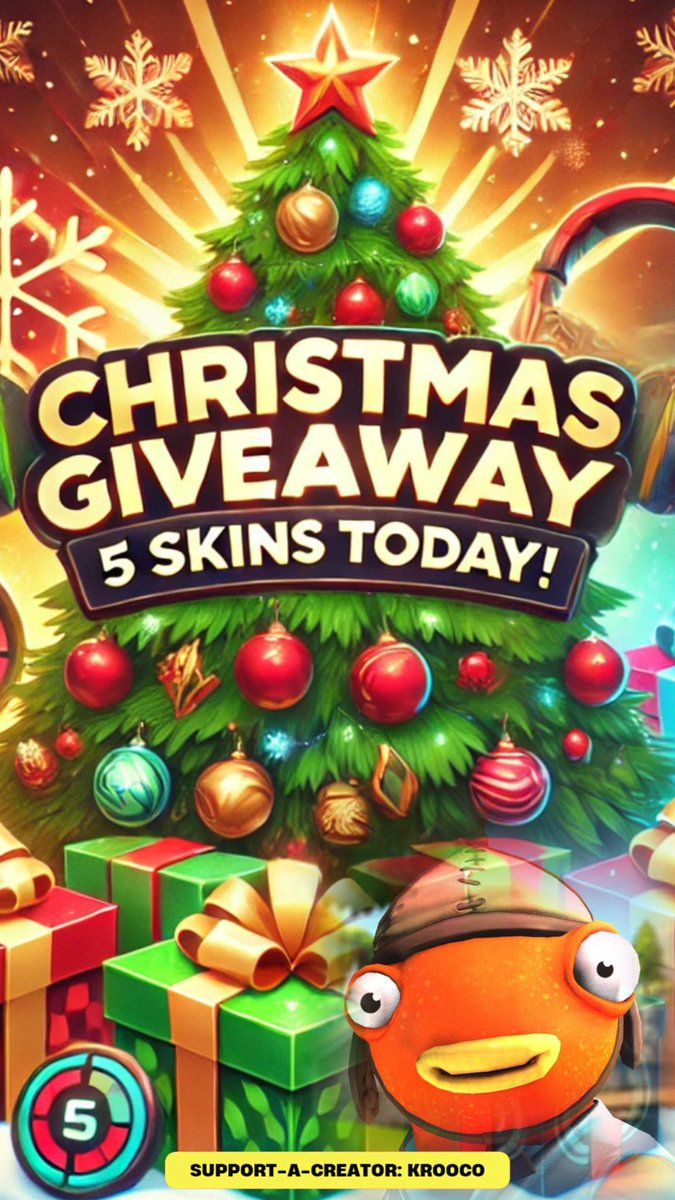🎄 CHRISTMAS GIVEAWAY! 🎁
5x Fortnite Skins - 5 winners‼️🔥

Here’s how to enter:
1️⃣ Follow <a href="/kroocofortnite/">Krooco Fortnite</a>
2️⃣ Subscribe to youtube.com/kroocofortnite
3️⃣ Like &amp; Retweet this post
4️⃣ Comment below with the skin you'd love to win!

🎅 Winners announced on December 26!

Happy Holidays