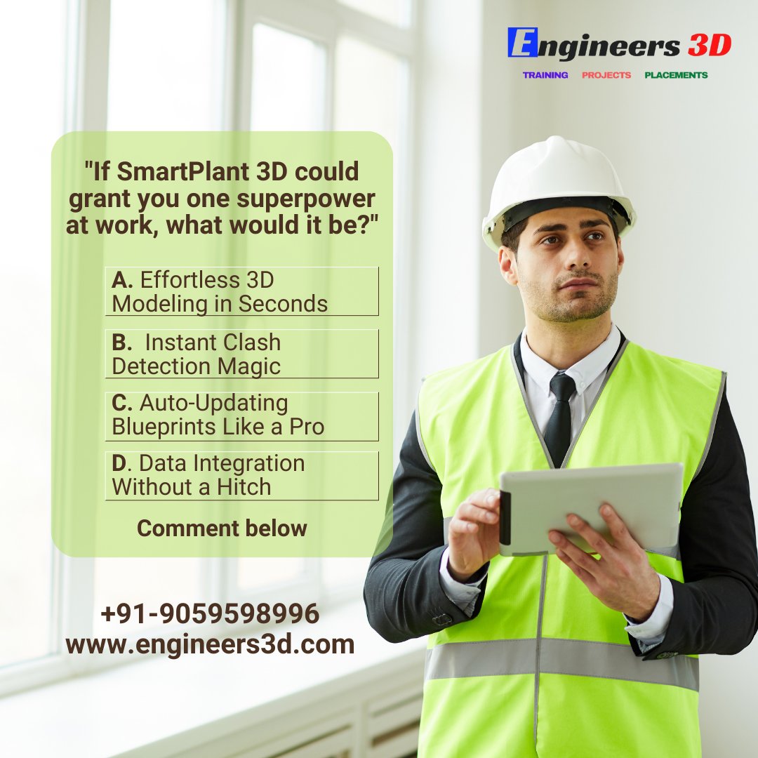 Engineers3d's tweet image. 🚀 Engineers, it’s Poll Time! 🎯 What’s your go-to feature in SmartPlant 3D? From seamless modeling to flawless, Cast your vote and lead the way in shaping the future of 3D engineering. 🗳️

#SmartPlant3D #3DEngineering #EngineeringLife #CADTools #DesignMasters #ModelingMagic