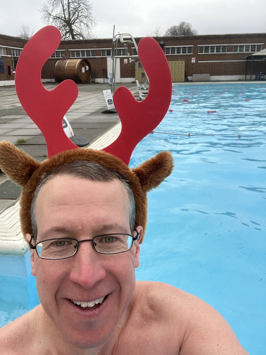 The annual Christmas Eve swim, 300m at 7.4 c.