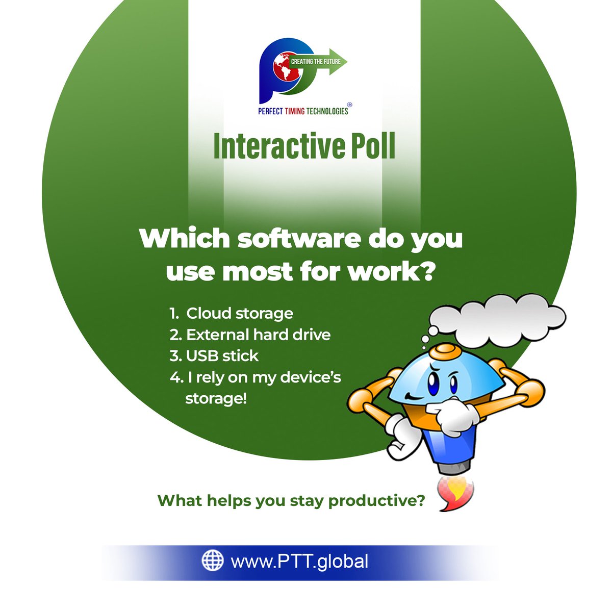pttglobal's tweet image. Let’s settle this! Cast your vote in today’s interactive poll and let your voice shape the conversation. What’s your take? Share below! 🗣️

#PerfectTimingTechnologies #InteractivePoll #TechCommunity #HaveYourSay #InnovationInsights