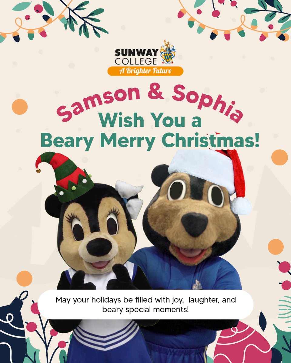 Wishing you all the joy, laughter, and A+ energy this holiday season! 🎁❄️

Drop your holiday plans in the comments—Samson and Sophia are watching! 👀🎄

#SunwayCollege #ABrighterFuture
