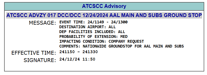 Chandler_TV's tweet photo. #AmericanAirlines flights are grounded after the airline reports a technical issue this morning...

The Federal Aviation Administration posted a nationwide ground stop order for all American flights at the request of the airline

@ActionNewsJax @alexusctv https://t.co/NTALr9AaJx