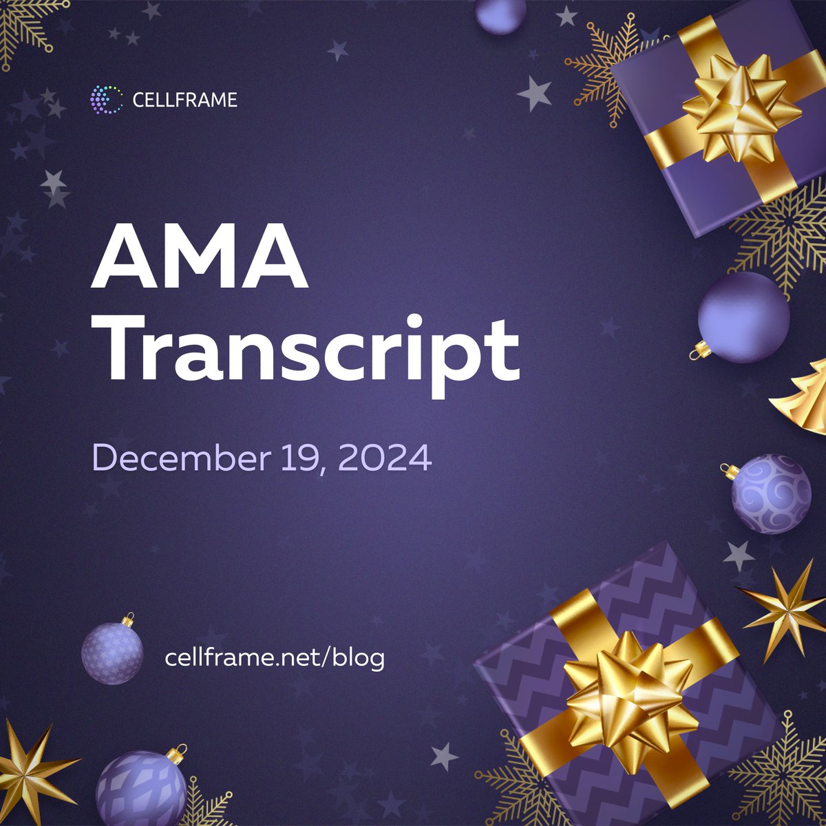 ✨ We’ve prepared the text version of the pre-New Year AMA session with Dmitry Gerasimov, which took place on December 19th.

Here’s what was discussed during the stream: results of community votes on the Cellframe platform, the current status of the project, insights into the